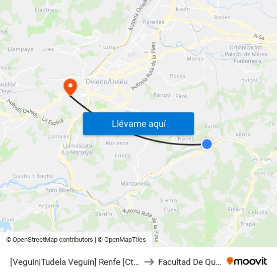 [Veguín|Tudela Veguín]  Renfe [Cta 01245] to Facultad De Química map