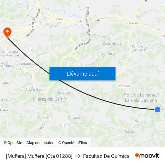 [Muñera]  Muñera [Cta 01288] to Facultad De Química map
