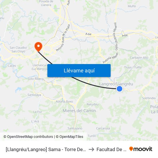 [Llangréu/Langreo]  Sama - Torre De Abajo [Cta 01295] to Facultad De Química map