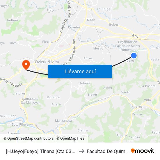 [H.Ueyo|Fueyo]  Tiñana [Cta 03515] to Facultad De Química map