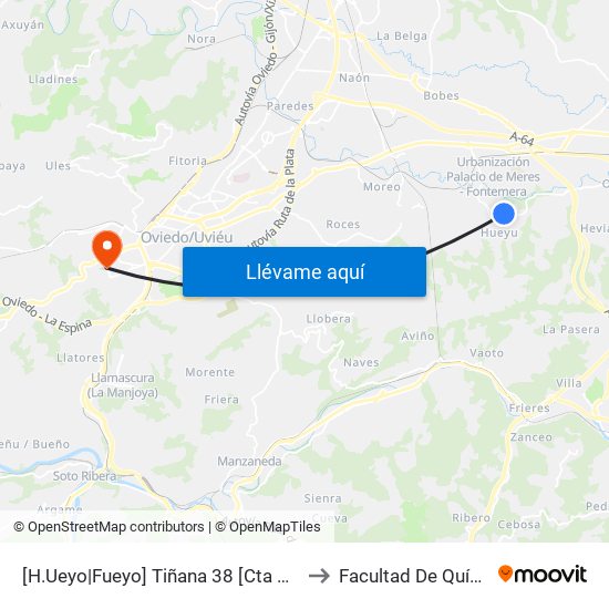 [H.Ueyo|Fueyo]  Tiñana 38 [Cta 03517] to Facultad De Química map