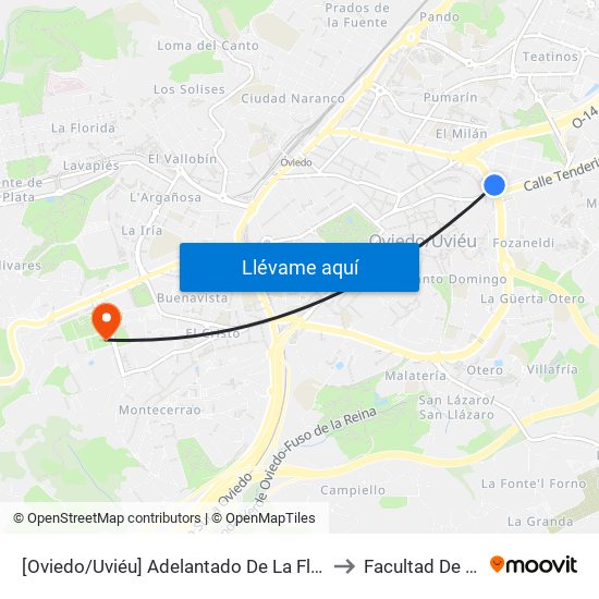 [Oviedo/Uviéu]  Adelantado De La Florida [Cta 03614] to Facultad De Química map