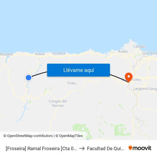 [Froseira]  Ramal Froseira [Cta 05818] to Facultad De Química map