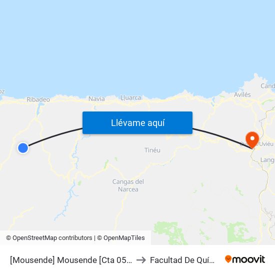 [Mousende]  Mousende [Cta 05910] to Facultad De Química map