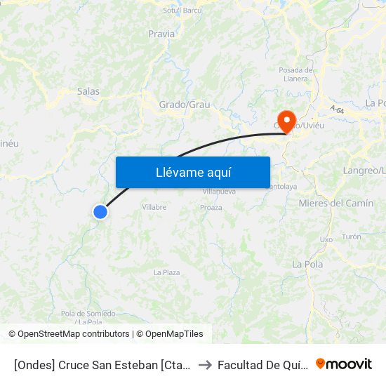 [Ondes]  Cruce San Esteban [Cta 06004] to Facultad De Química map