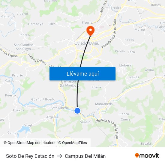 Soto De Rey Estación to Campus Del Milán map