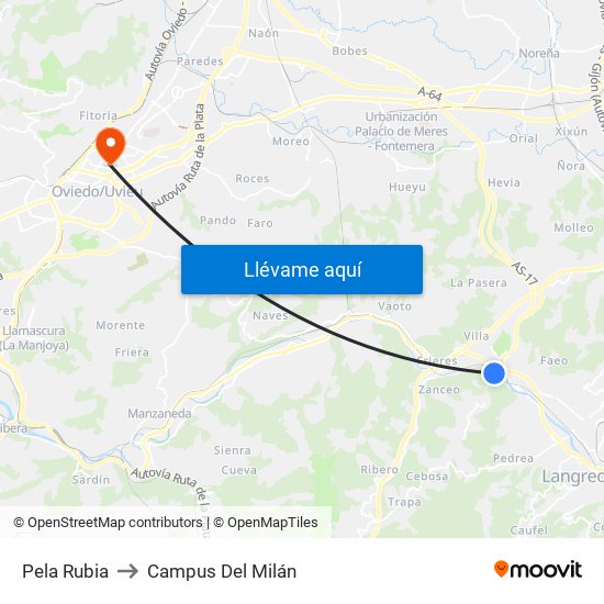 Pela Rubia to Campus Del Milán map