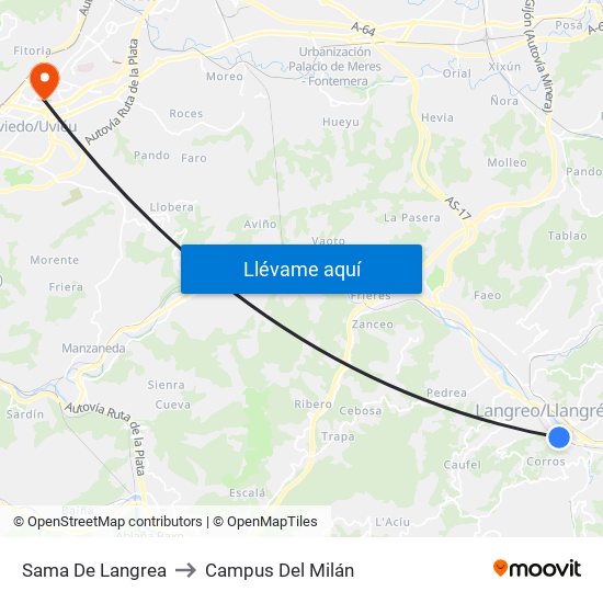 Sama De Langrea to Campus Del Milán map