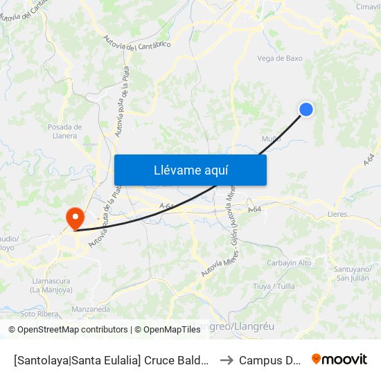 [Santolaya|Santa Eulalia]  Cruce Baldornón [Cta 02903] to Campus Del Milán map