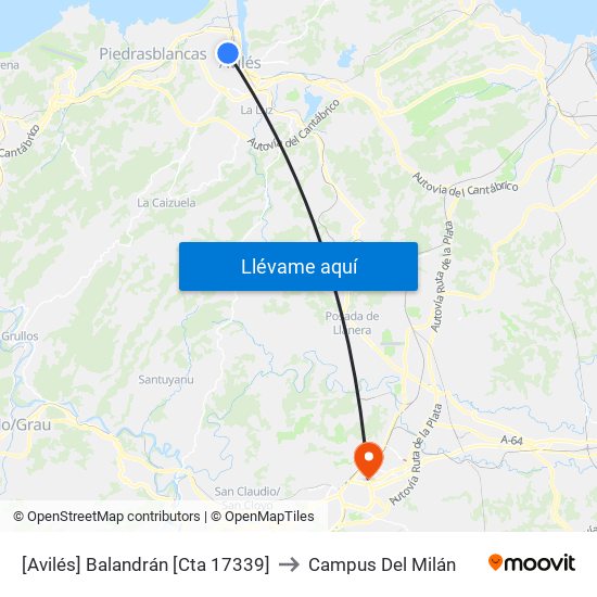 [Avilés]  Balandrán [Cta 17339] to Campus Del Milán map