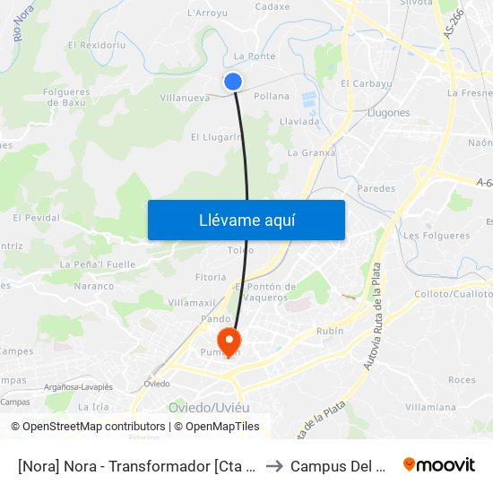 [Nora]  Nora - Transformador [Cta 18004] to Campus Del Milán map