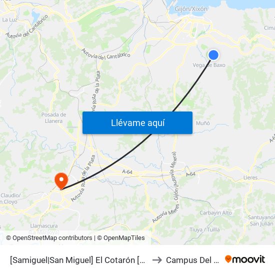 [Samiguel|San Miguel]  El Cotarón [Cta 18579] to Campus Del Milán map