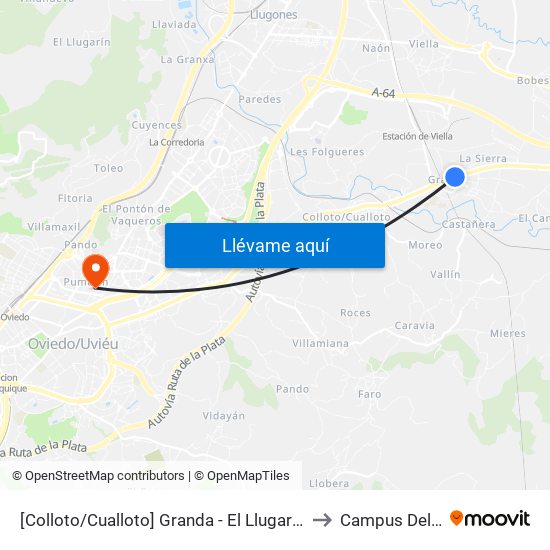 [Colloto/Cualloto]  Granda - El Llugarín [Cta 20778] to Campus Del Milán map