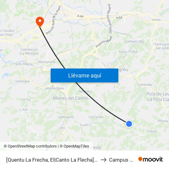 [Quentu La Frecha, El|Canto La Flecha]  La Hueria 2 [Cta 21338] to Campus Del Milán map
