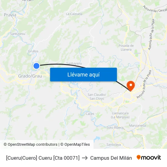 [Cueru|Cuero]  Cueru [Cta 00071] to Campus Del Milán map