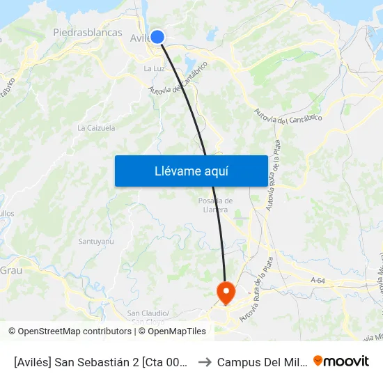 [Avilés]  San Sebastián 2 [Cta 00247] to Campus Del Milán map