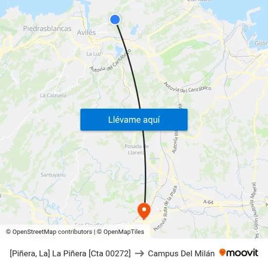 [Piñera, La]  La Piñera [Cta 00272] to Campus Del Milán map