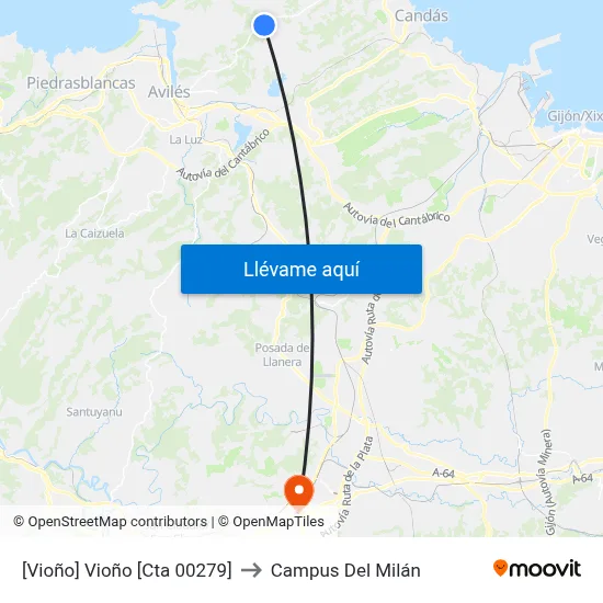 [Vioño]  Vioño [Cta 00279] to Campus Del Milán map