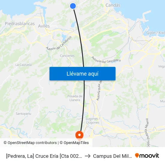 [Pedrera, La]  Cruce Ería [Cta 00282] to Campus Del Milán map