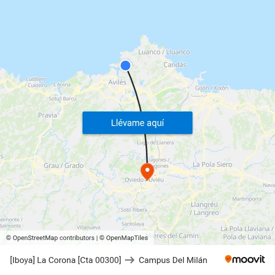 [Iboya]  La Corona [Cta 00300] to Campus Del Milán map