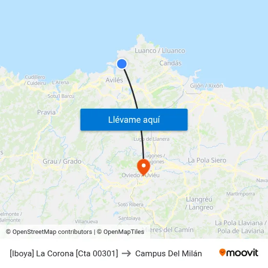 [Iboya]  La Corona [Cta 00301] to Campus Del Milán map