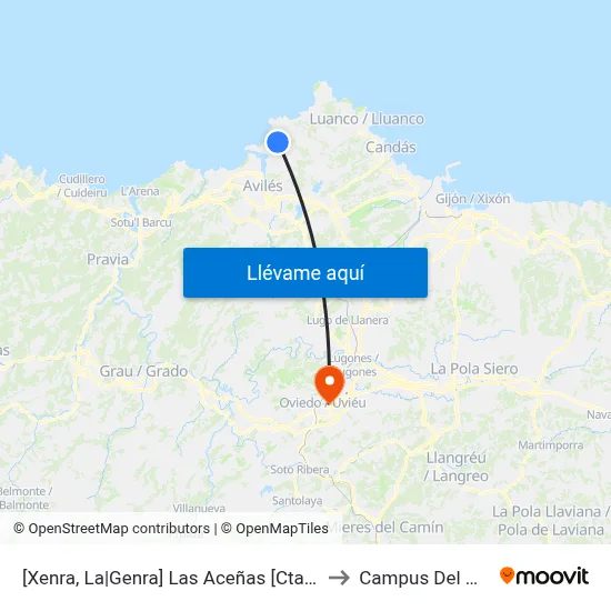 [Xenra, La|Genra]  Las Aceñas [Cta 00303] to Campus Del Milán map