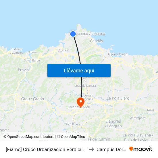 [Fiame]  Cruce Urbanización Verdicio [Cta 00314] to Campus Del Milán map