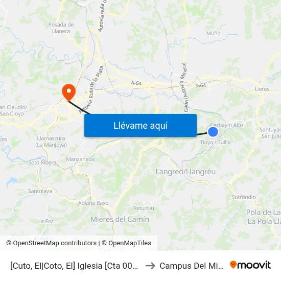 [Cuto, El|Coto, El]  Iglesia [Cta 00857] to Campus Del Milán map