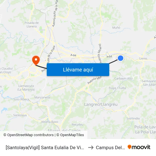 [Santolaya|Vigil]  Santa Eulalia De Vigil [Cta 00885] to Campus Del Milán map