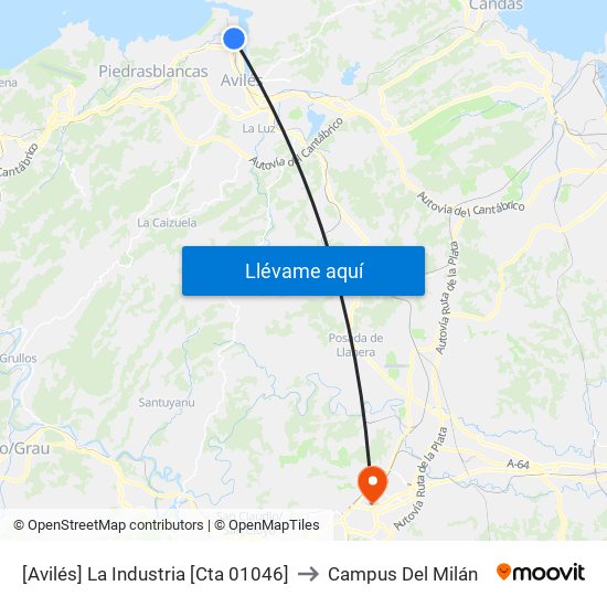 [Avilés]  La Industria [Cta 01046] to Campus Del Milán map