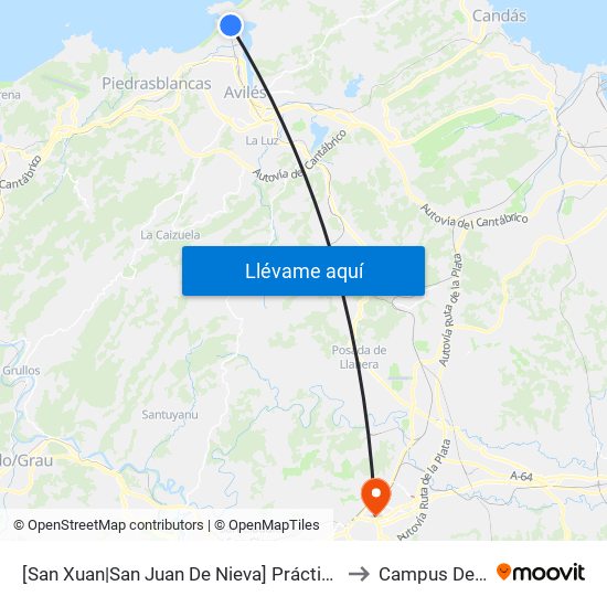 [San Xuan|San Juan De Nieva]  Prácticos [Cta 01056] to Campus Del Milán map