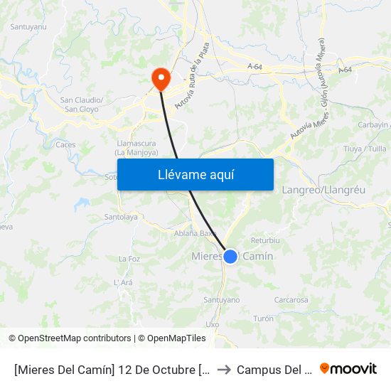 [Mieres Del Camín]  12 De Octubre [Cta 01127] to Campus Del Milán map