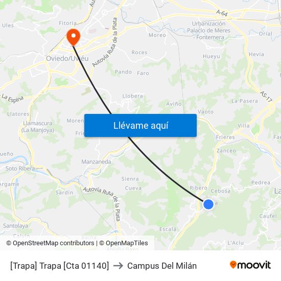 [Trapa]  Trapa [Cta 01140] to Campus Del Milán map