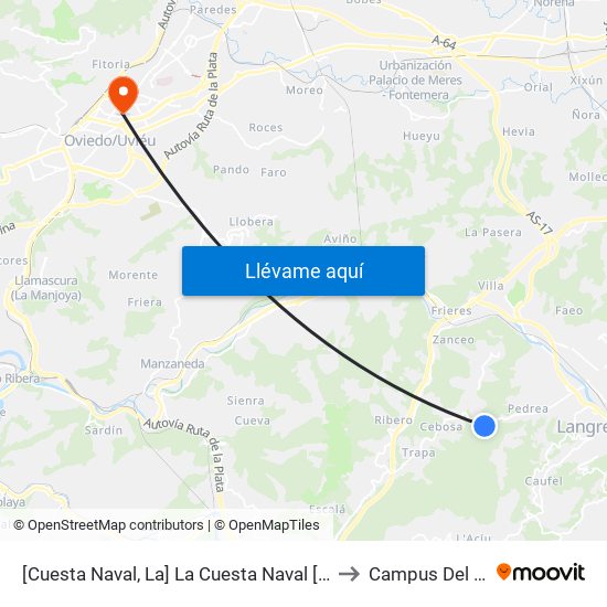 [Cuesta Naval, La]  La Cuesta Naval [Cta 01146] to Campus Del Milán map