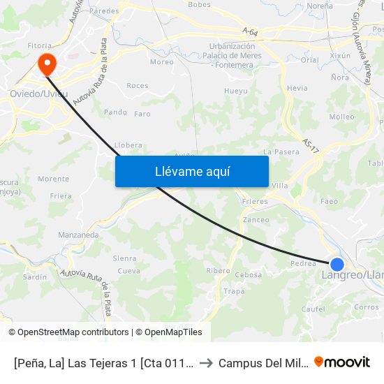 [Peña, La]  Las Tejeras 1 [Cta 01161] to Campus Del Milán map