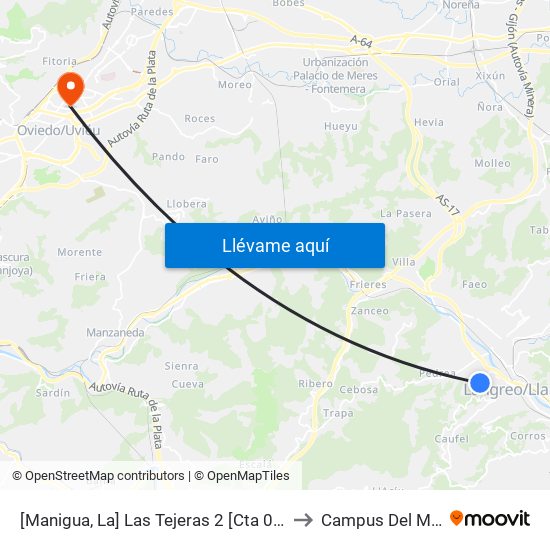 [Manigua, La]  Las Tejeras 2 [Cta 01162] to Campus Del Milán map