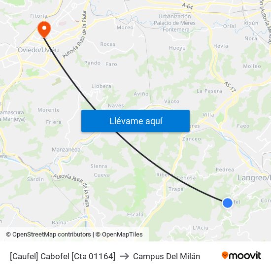 [Caufel]  Cabofel [Cta 01164] to Campus Del Milán map