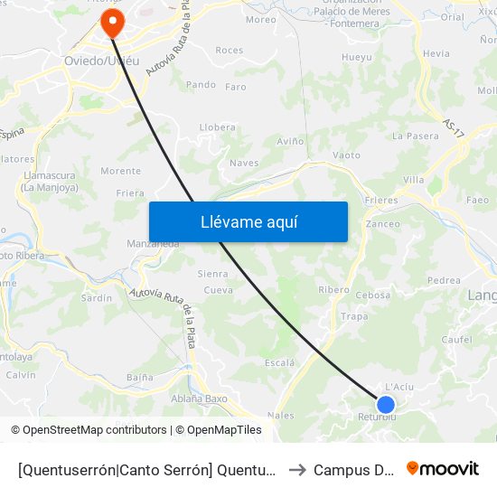 [Quentuserrón|Canto Serrón]  Quentuserrón [Cta 01172] to Campus Del Milán map