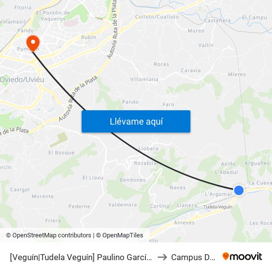 [Veguín|Tudela Veguín]  Paulino García 130 [Cta 01246] to Campus Del Milán map