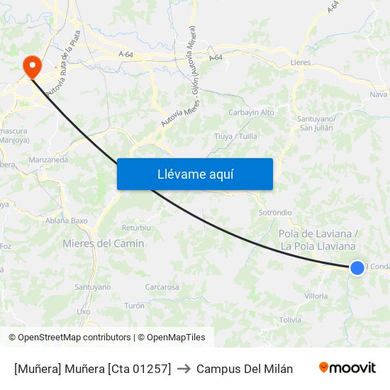 [Muñera]  Muñera [Cta 01257] to Campus Del Milán map