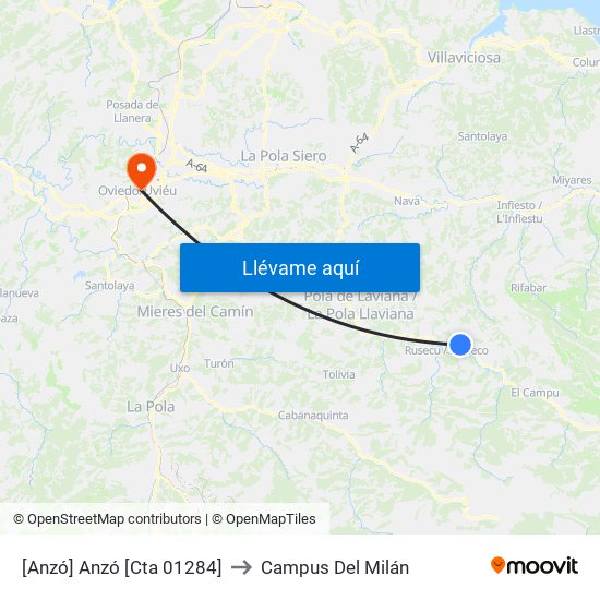 [Anzó]  Anzó [Cta 01284] to Campus Del Milán map