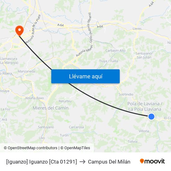 [Iguanzo]  Iguanzo [Cta 01291] to Campus Del Milán map