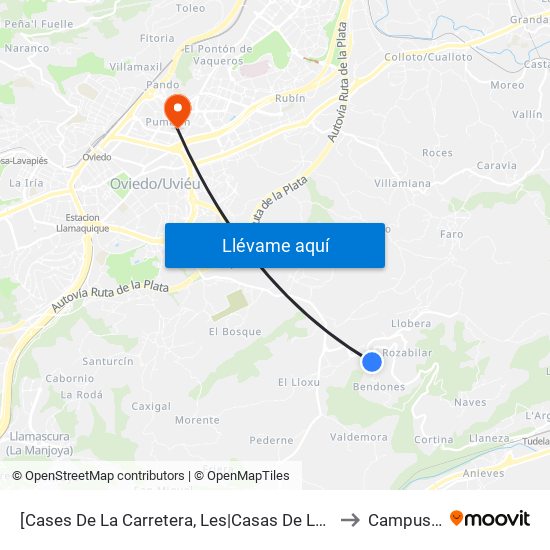 [Cases De La Carretera, Les|Casas De La Carretera]  Bendones 1 [Cta 01309] to Campus Del Milán map