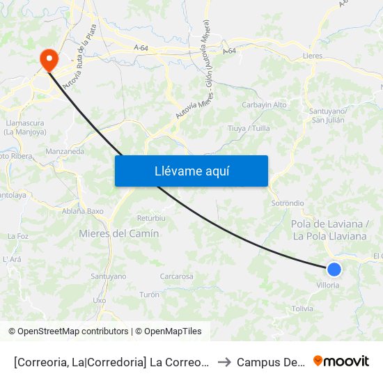 [Correoria, La|Corredoria]  La Correoria [Cta 01316] to Campus Del Milán map