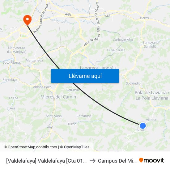 [Valdelafaya]  Valdelafaya [Cta 01325] to Campus Del Milán map