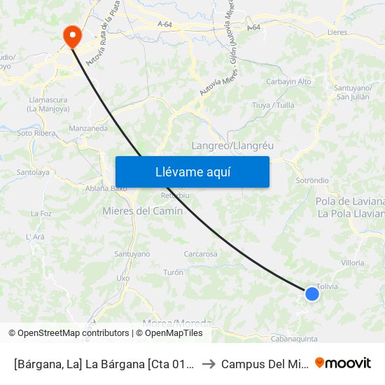 [Bárgana, La]  La Bárgana [Cta 01332] to Campus Del Milán map
