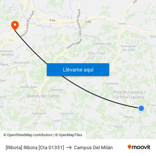 [Ribota]  Ribota [Cta 01351] to Campus Del Milán map