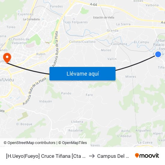 [H.Ueyo|Fueyo]  Cruce Tiñana [Cta 03523] to Campus Del Milán map