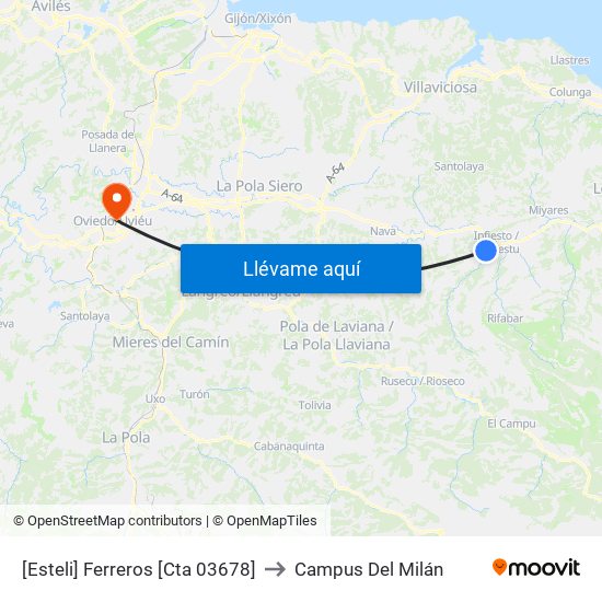 [Esteli]  Ferreros [Cta 03678] to Campus Del Milán map