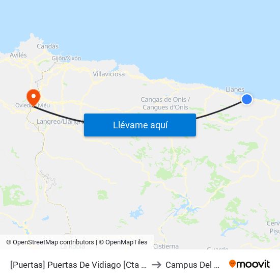 [Puertas]  Puertas De Vidiago [Cta 03691] to Campus Del Milán map